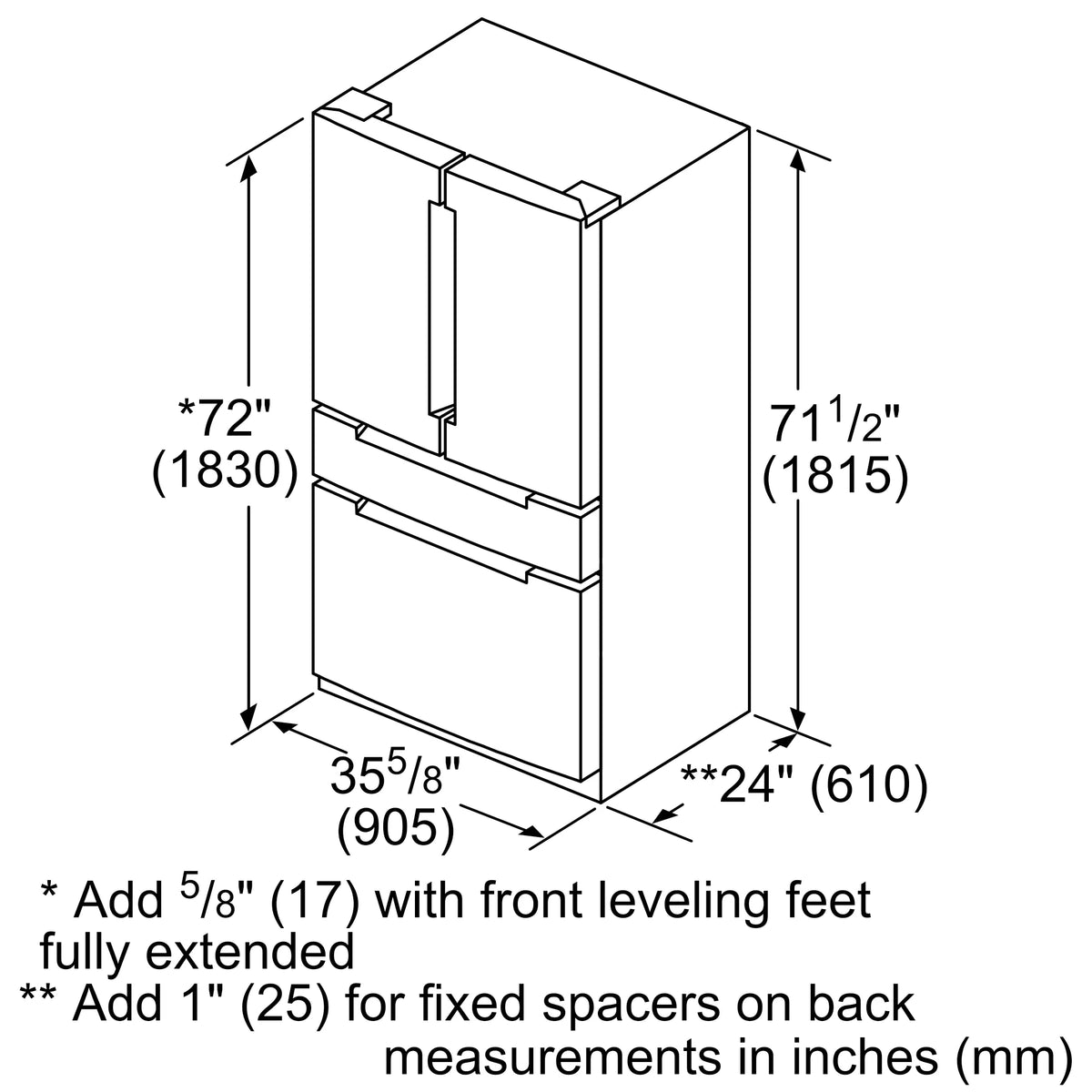 Bosch B36CL81ENG 800 Series French Door Bottom Mount Refrigerator. Glass door 36'' Stainless Steel