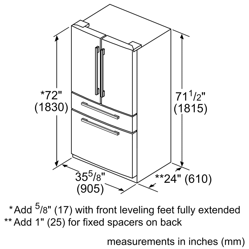 Bosch B36CL80SNS 800 Series French Door Bottom Mount Refrigerator 36'' Stainless steel (with anti-fingerprint)