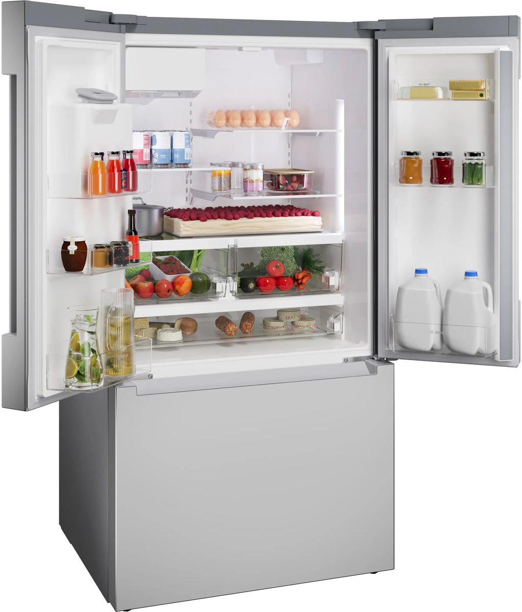 Bosch B36FD10ENS 100 Series French Door Bottom Mount Refrigerator 36'' Stainless steel (with anti-fingerprint). Total No Frost
