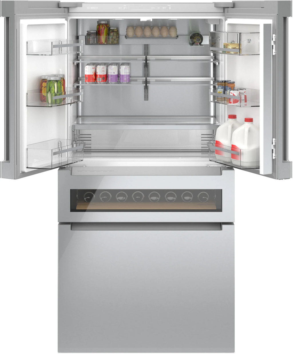 Bosch B36CL81ENG 800 Series French Door Bottom Mount Refrigerator. Glass door 36'' Stainless Steel