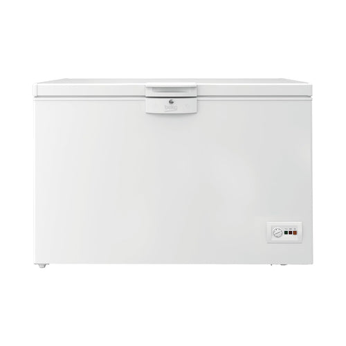 Beko HSM27050 Freezer, Freezer, 284 L Usable Volume, 2 Freezer Baskets, Temperature Alarm, Lockable, LED Display System, Interior Lighting, 36 dB (A), Transport Wheels, White [Energy Class D]