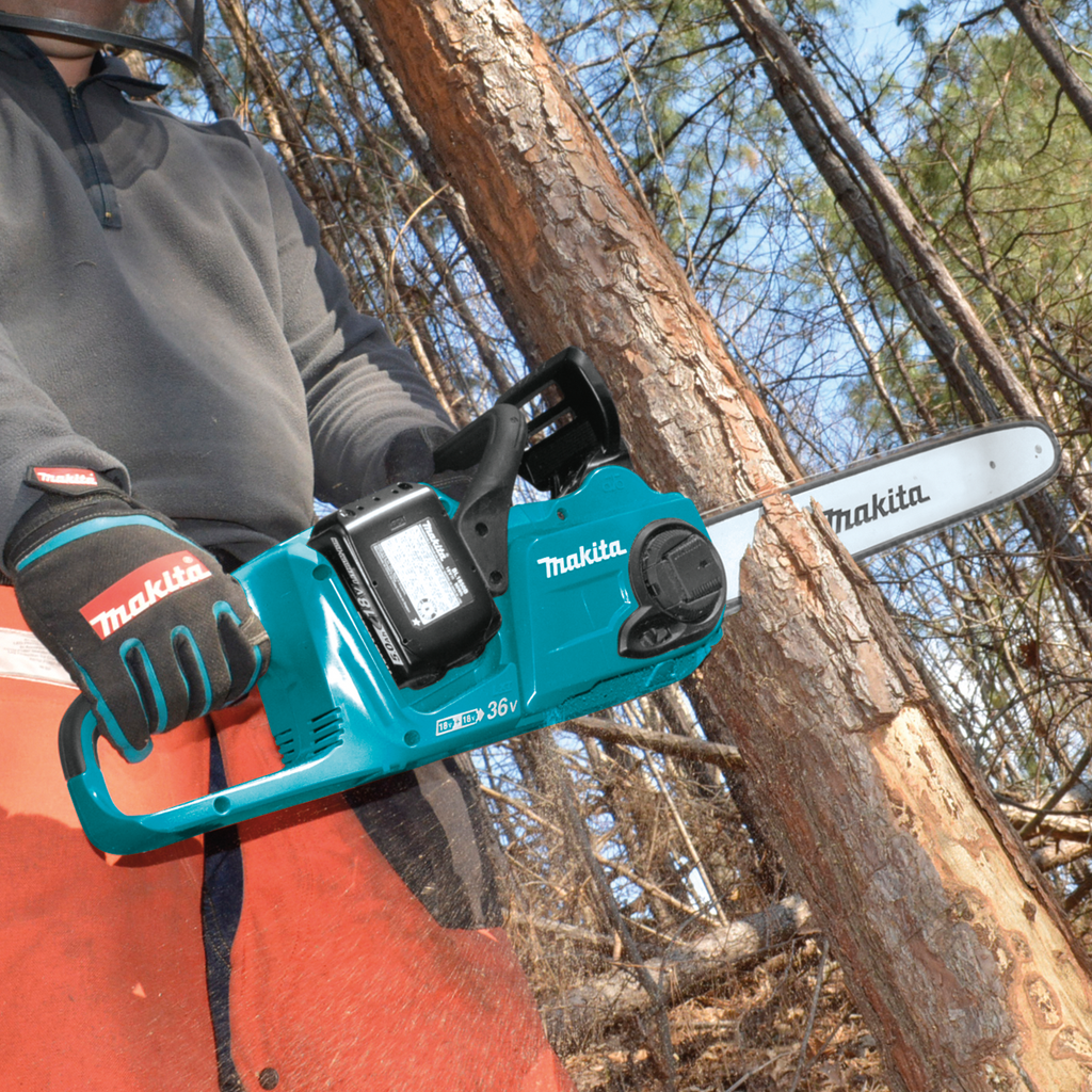 Makita XCU04PT 36V (18V X2) LXT Brushless 16" Chain Saw Kit with 4 Batteries (5.0Ah)