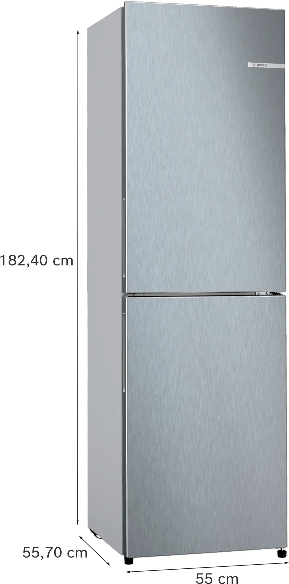 Free-standing fridge-freezer with freezer at bottom 182.4 x 55 cm Stainless steel look