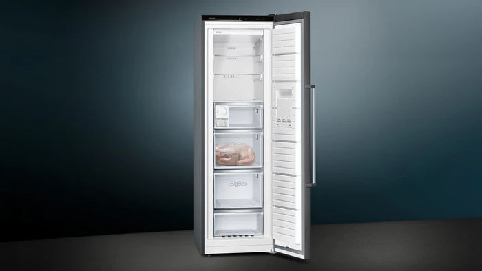 Siemens - iQ500 Free-standing freezer 186 x 60 cm Brushed black steel antiFingerprint GS36NAXEP