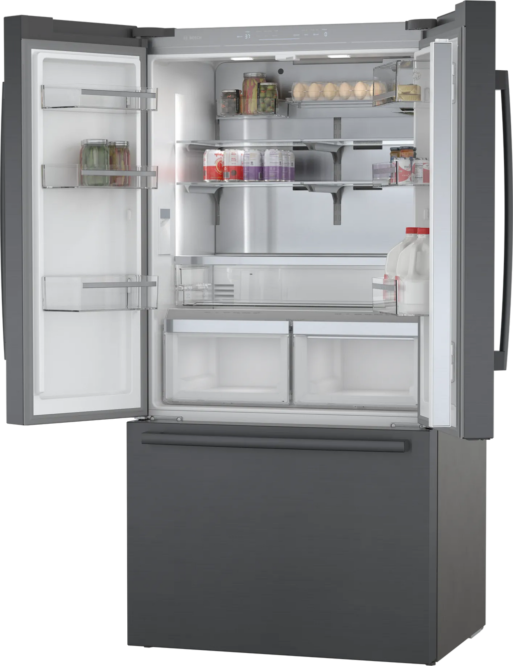 Bosch B36CT80SNB 800 Series French Door Bottom Mount Refrigerator 36'' Black Stainless Steel