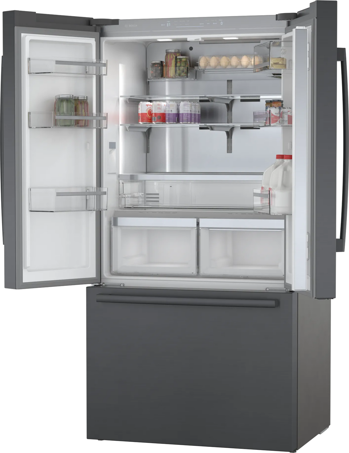 Bosch B36CT80SNB 800 Series French Door Bottom Mount Refrigerator 36'' Black Stainless Steel
