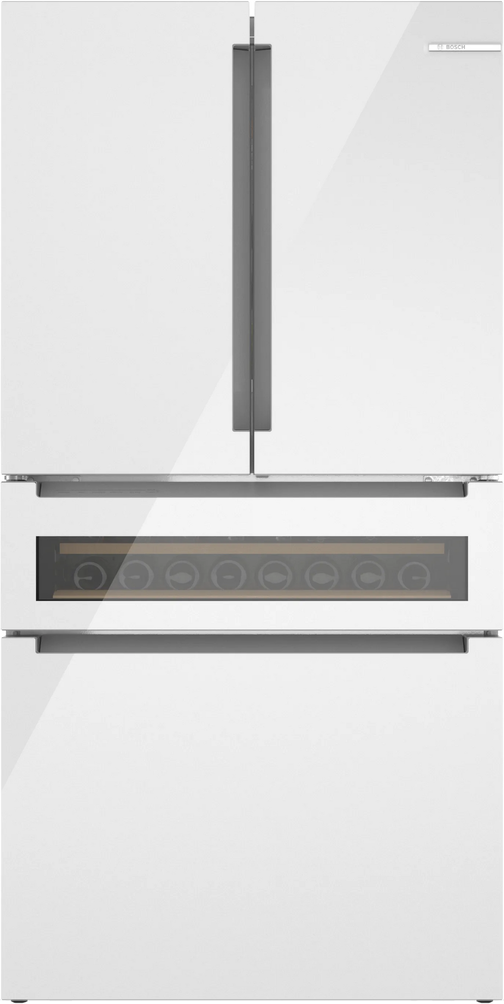 Bosch B36CL81ENW 800 Series French Door Bottom Mount Refrigerator. Glass door 36'' White. Total No Frost