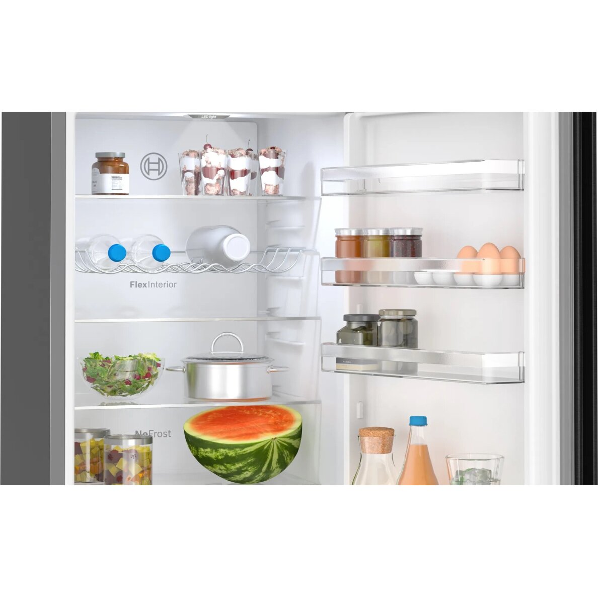 Bosch KGN27NBFAG Serie 2 Freestanding Fridge Freezer with NoFrost, MultiBox XXL, LED Lights, 182.4 x 55cm, Black [Energy Class F]