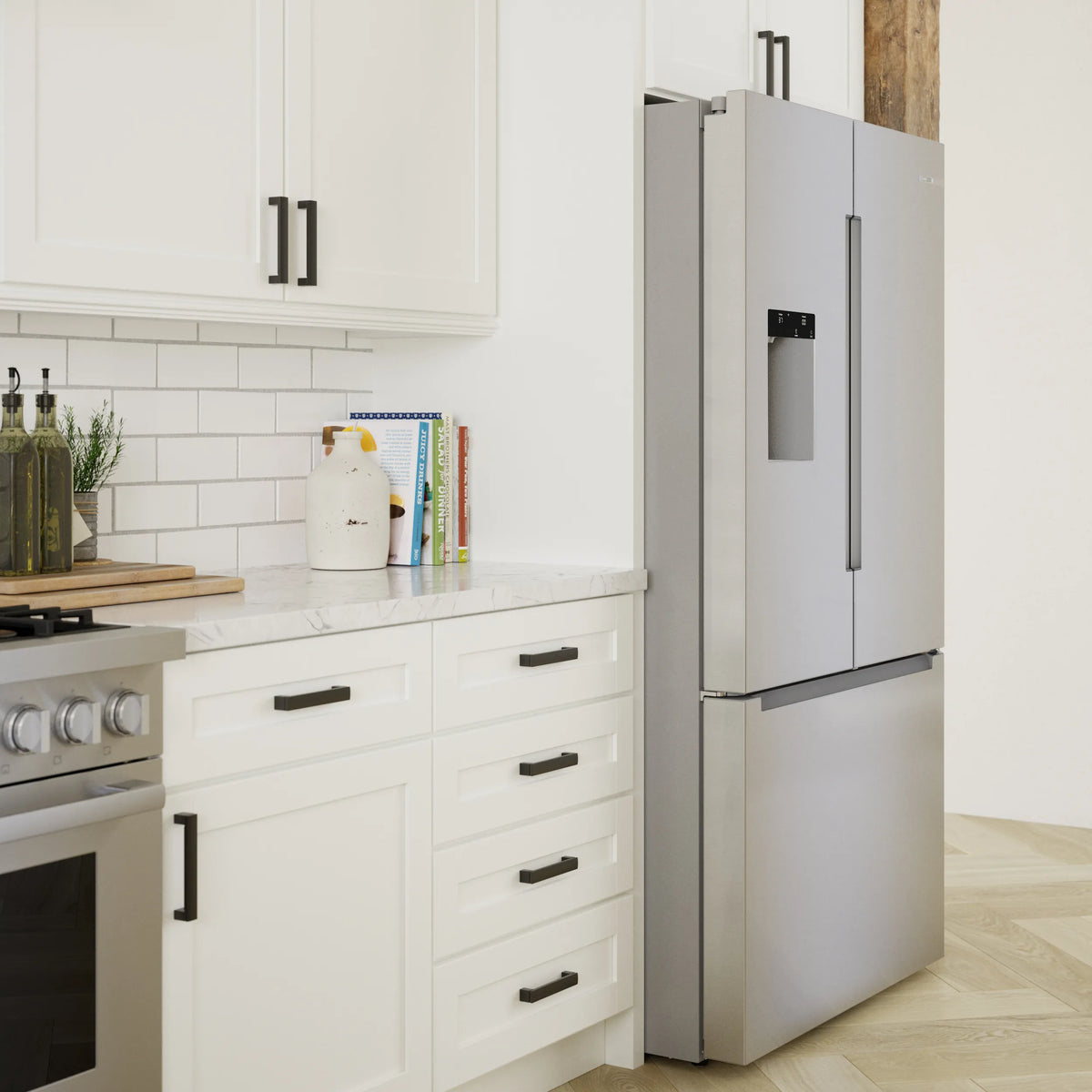 Bosch B36FD10ENS 100 Series French Door Bottom Mount Refrigerator 36'' Stainless steel (with anti-fingerprint). Total No Frost