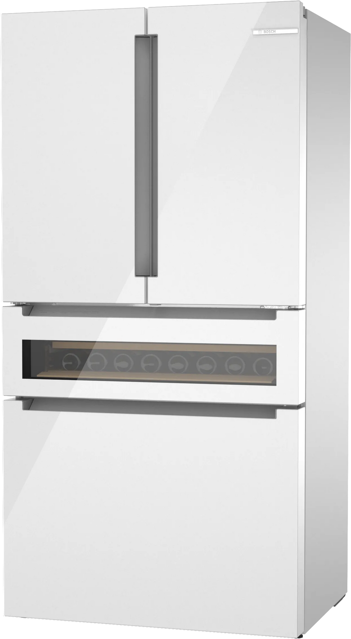 Bosch B36CL81ENW 800 Series French Door Bottom Mount Refrigerator. Glass door 36'' White. Total No Frost