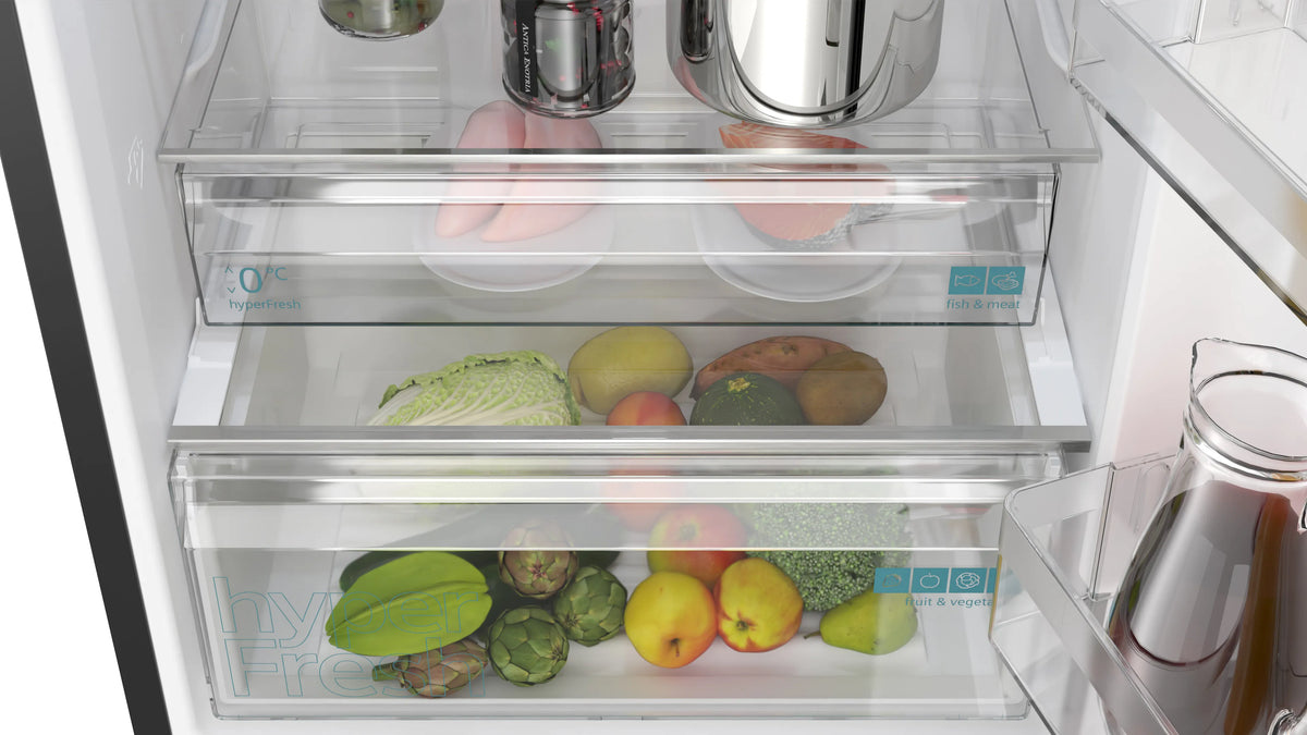 SIEMENS KG49NXXCF iQ300 Free-standing fridge-freezer with freezer at bottom 203 x 70 cm Brushed black steel antiFingerprint. Total noFrost
