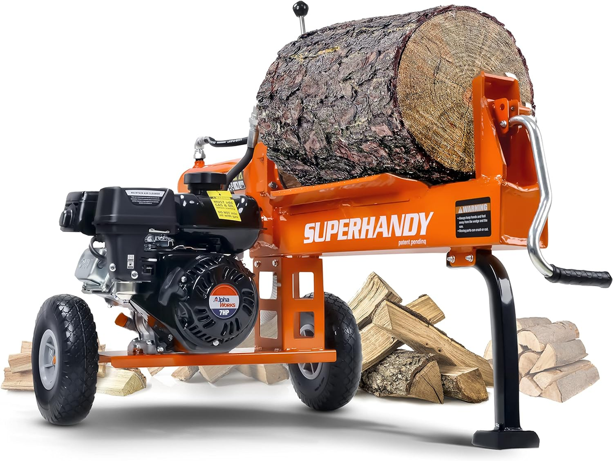 SuperHandy Log Splitter, 20 Ton, Gas Powered 7 HP Engine, Automatic Wood Splitting Wedge Machine