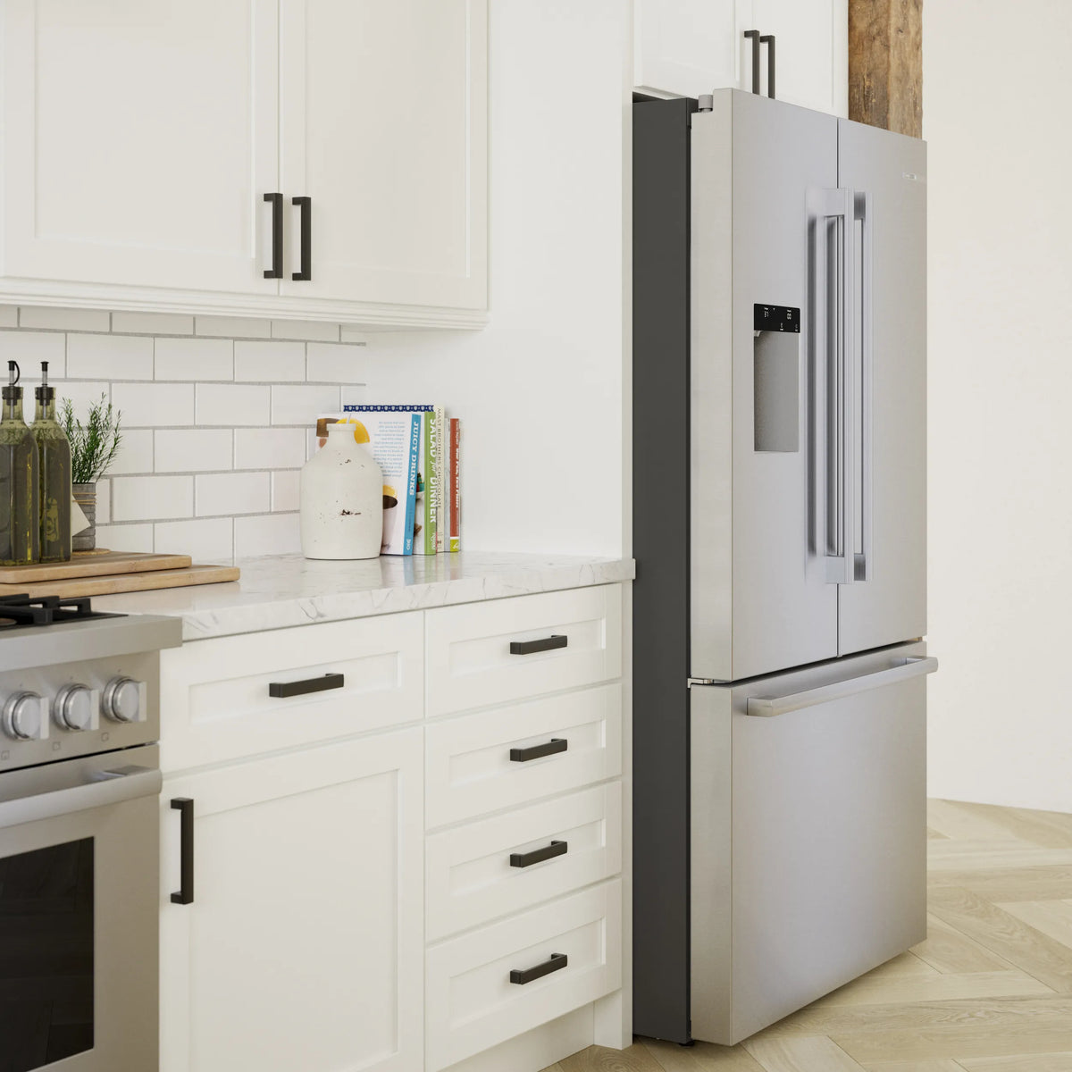 Bosch B36FD52SNS 500 Series French Door Bottom Mount Refrigerator 36'' Stainless steel (with anti-fingerprint). Total No Frost