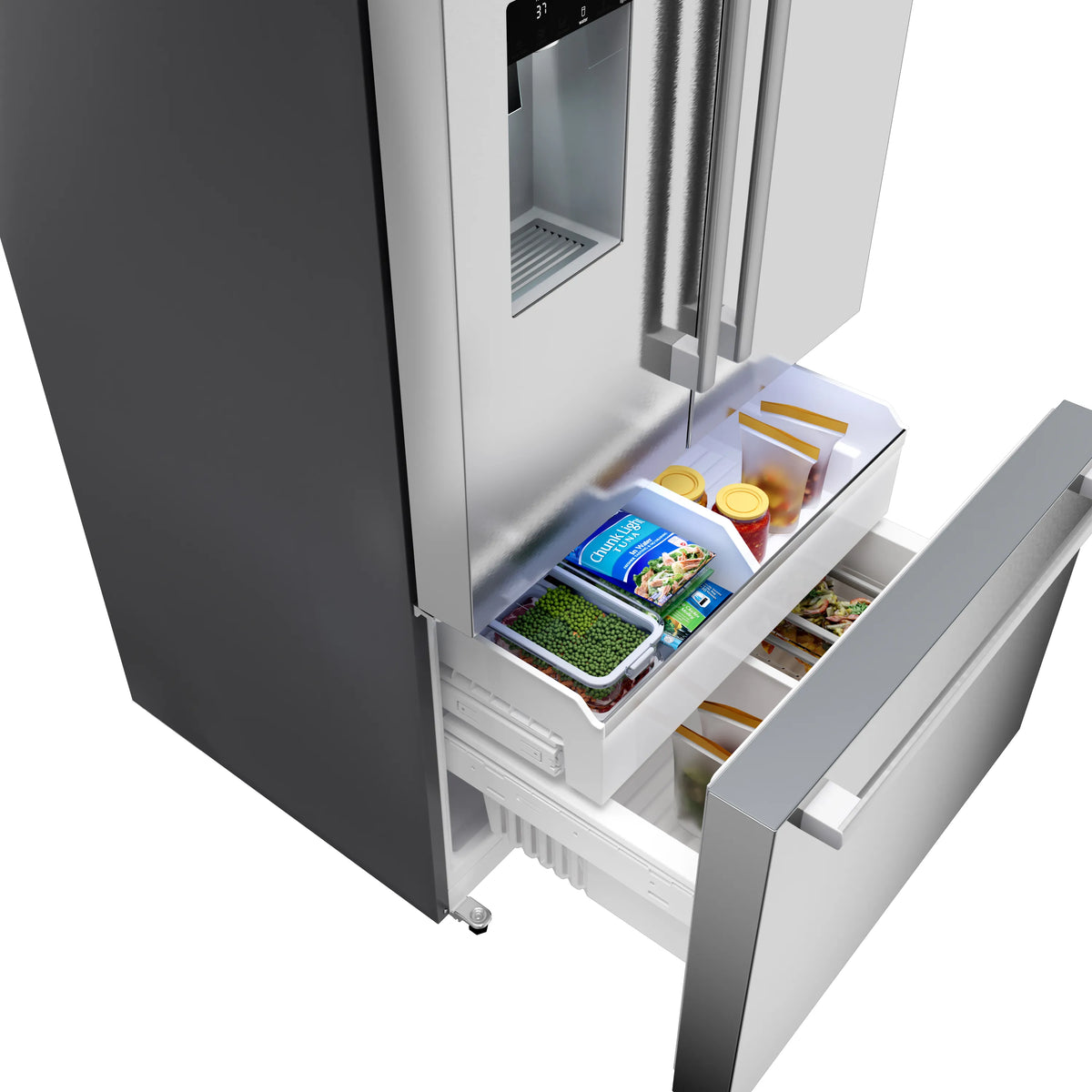 Bosch B36FD52SNS 500 Series French Door Bottom Mount Refrigerator 36'' Stainless steel (with anti-fingerprint). Total No Frost