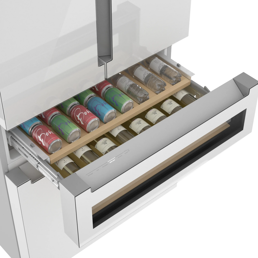 Bosch B36CL81ENW 800 Series French Door Bottom Mount Refrigerator. Glass door 36'' White. Total No Frost