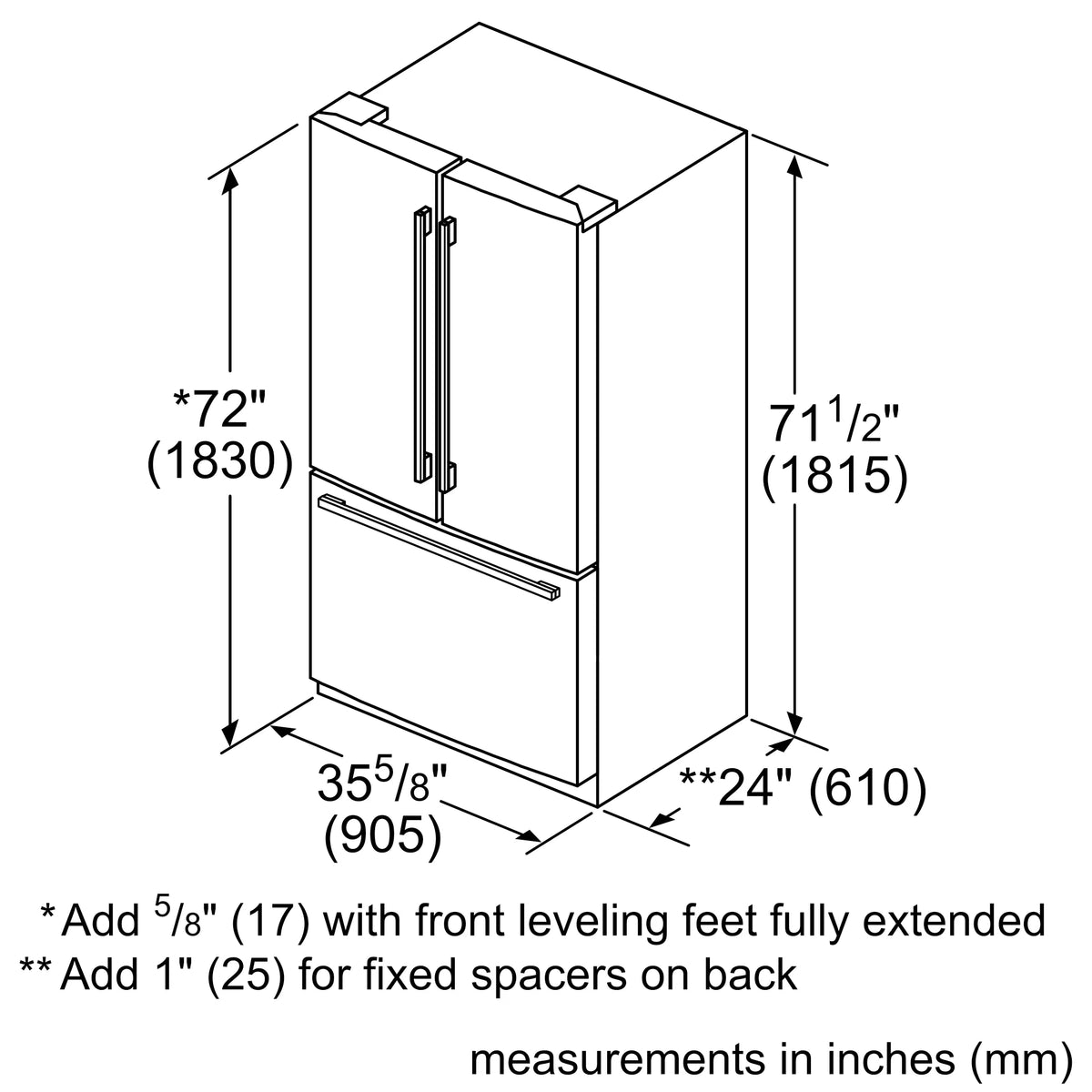 Bosch B36CT80SNS 800 Series French Door Bottom Mount Refrigerator 36'' Stainless steel (with anti-fingerprint)